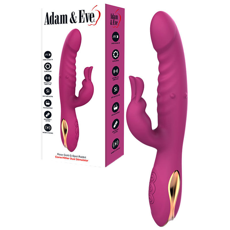 Adam & Eve ROSE GOLD G-SPOT RABBIT - Purple 22.5 cm USB Rechargeable Rabbit V...