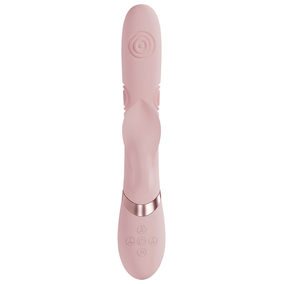 Thumbnail: VIVE Fronda - Pink - Pink 25 cm USB Rechargeable Tapping Rabbit Vibrator
