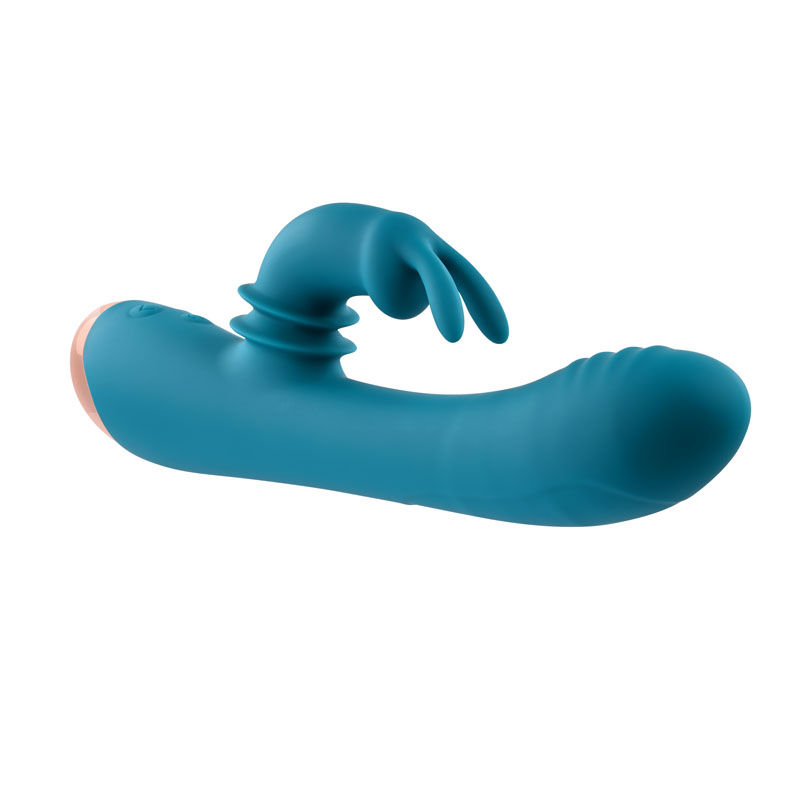 Thumbnail: Adam & Eve SHIMMY & SHAKE VELVET RABBIT - Blue 22.4 cm USB Rechargeable Rabbi...