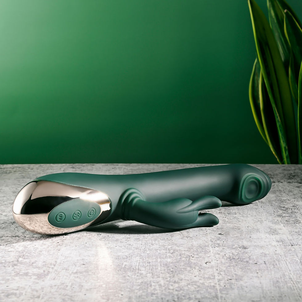 Thumbnail: Evolved RABBIT TAP TAP - Green 25 cm USB Rechargeable Rabbit Vibrator with Ta...