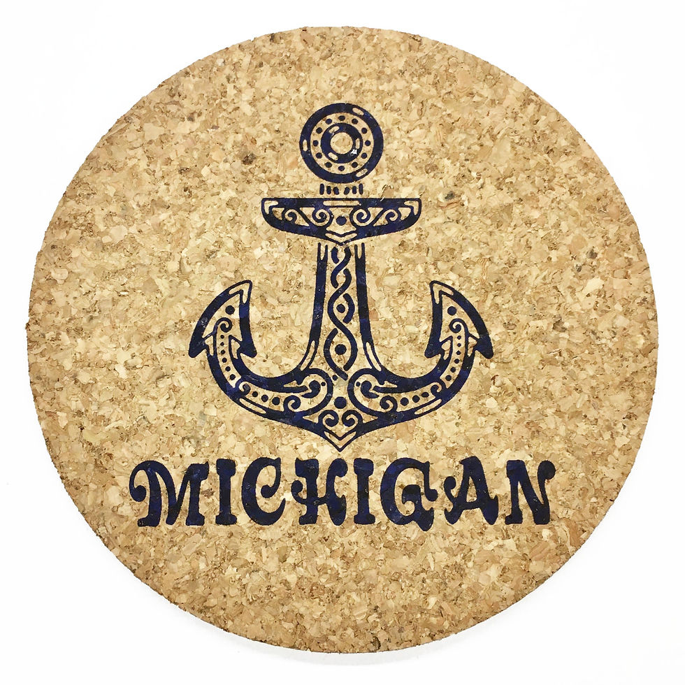 Anchor Celtic Style Cork Coaster or Trivet