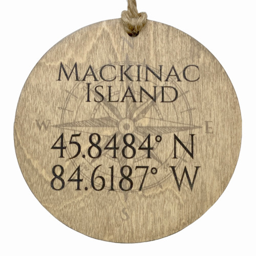 Mackinac Island Coordinates Ornament Noomoon