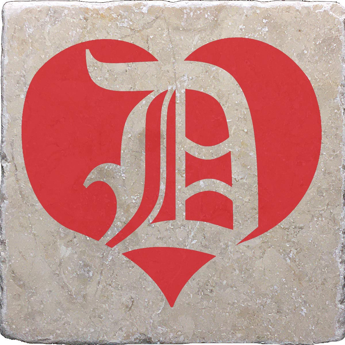 Red English D Heart Coaster