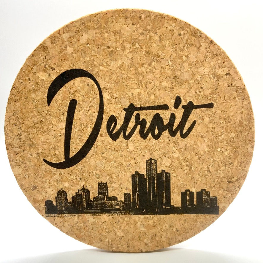 Detroit Skyline Cork Trivet or Coaster
