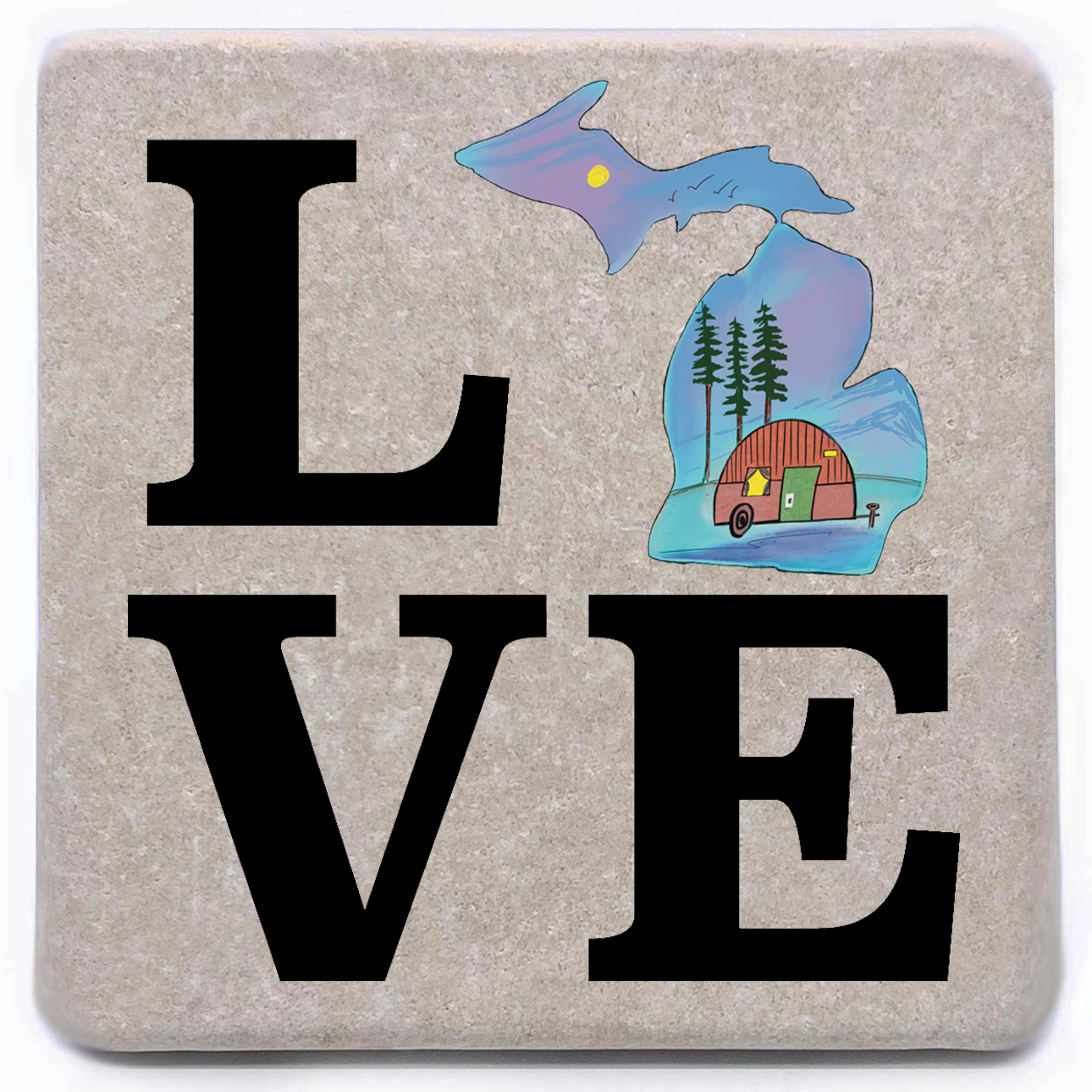 LOVE Michigan Camper Magnet or Coaster