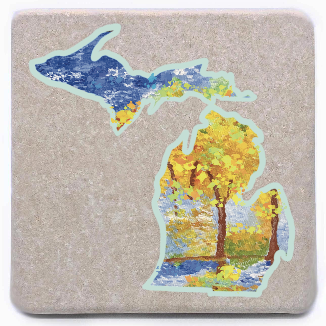 Michigan Fall by the Lake Magnet or Coaster