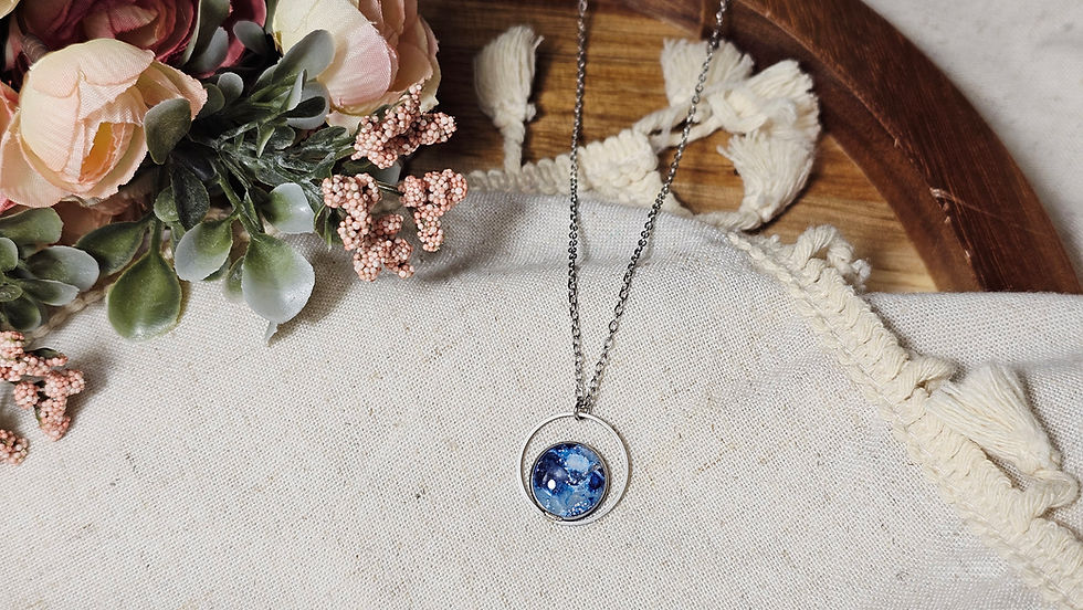 Thumbnail: Blue & Silver Marble Necklaces 
