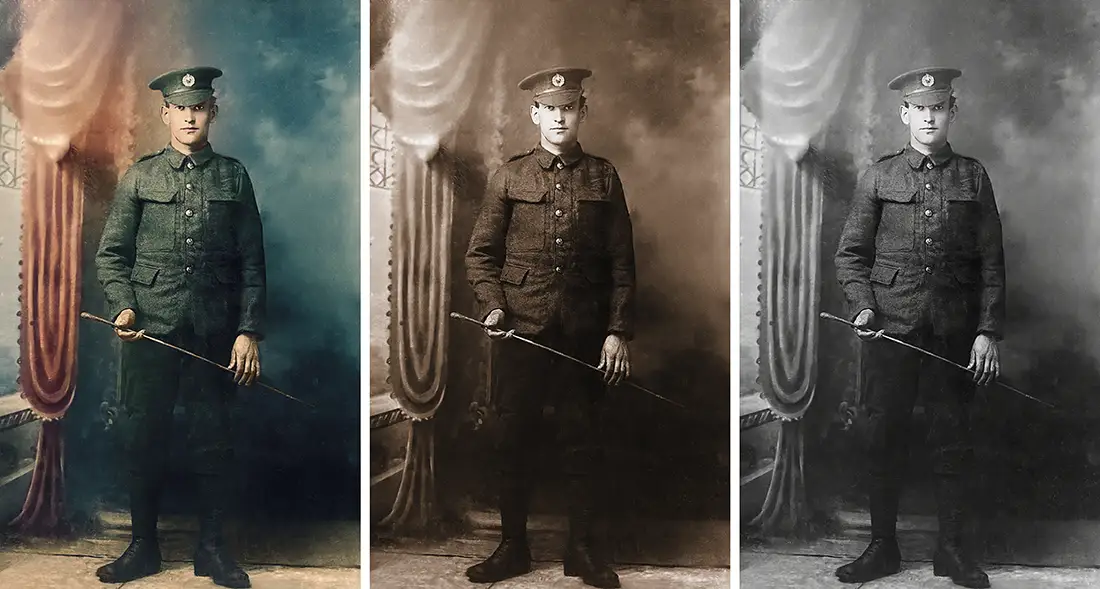 תמונה בגווני אפור, בגווני ספיה ובצבע