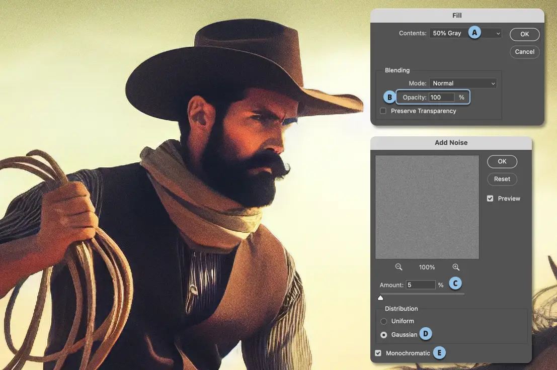 תמונה זו מציגה את השימוש ברעש לשיבוש מראה מלאכותי