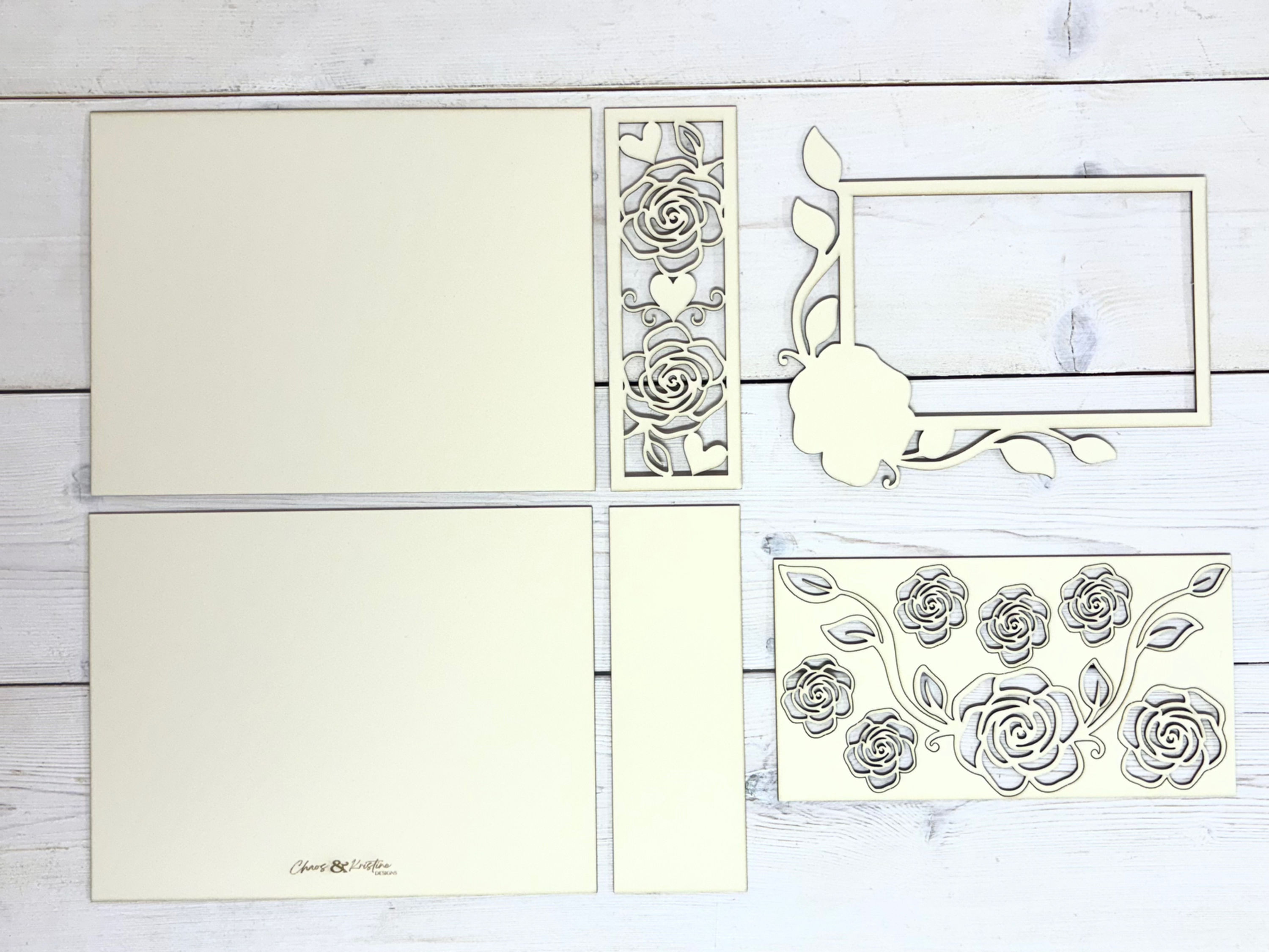 roses chipboard cover set