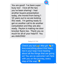 Text testimonial from client