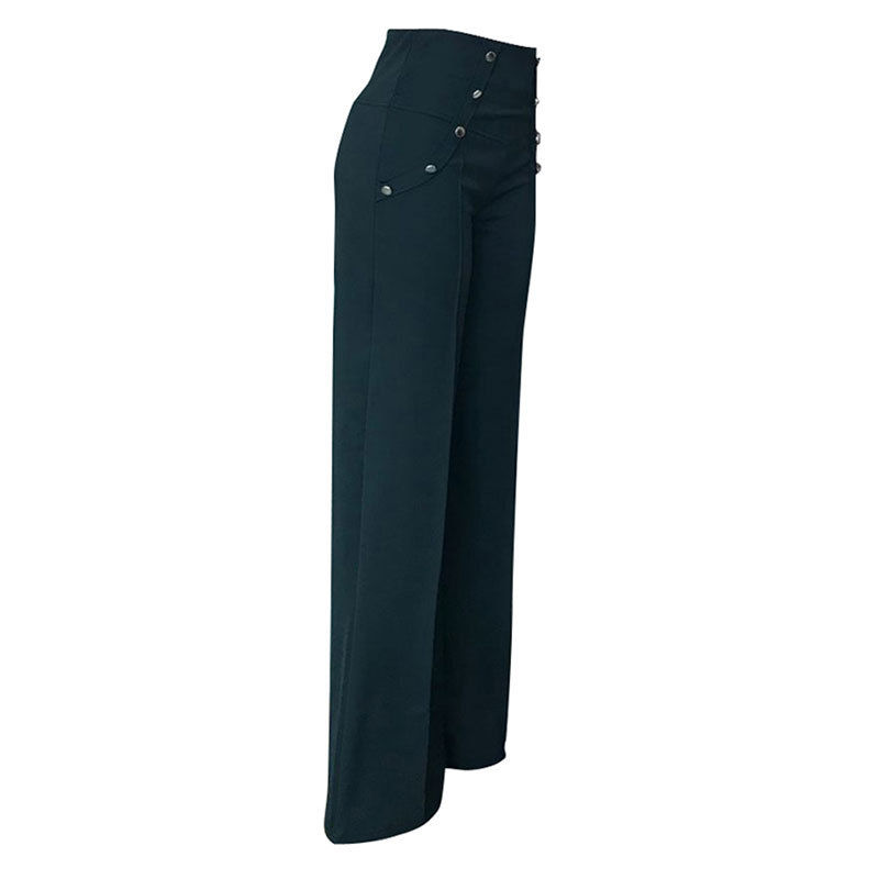 Thumbnail: High Waist Wide Leg Pants with buttons