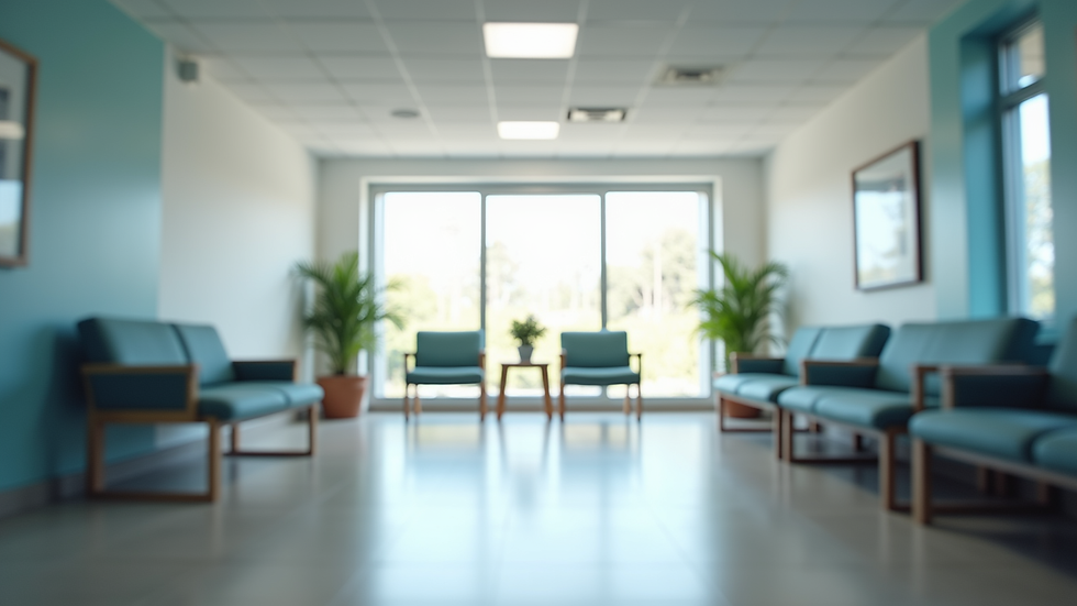 Eye-level view of a modern outpatient clinic waiting area