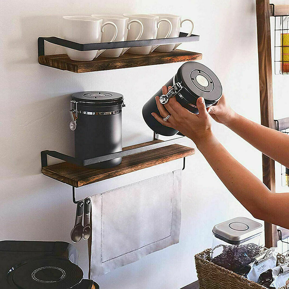 2X Utility Floating Wall Shelf Rack Kitchen Shower Caddy Organizer w/Towel Bar