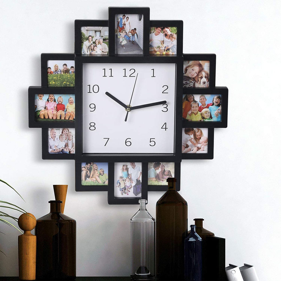 Family Love Picture Wall Clock 12 Multi Photo Frame Gift Home Decor