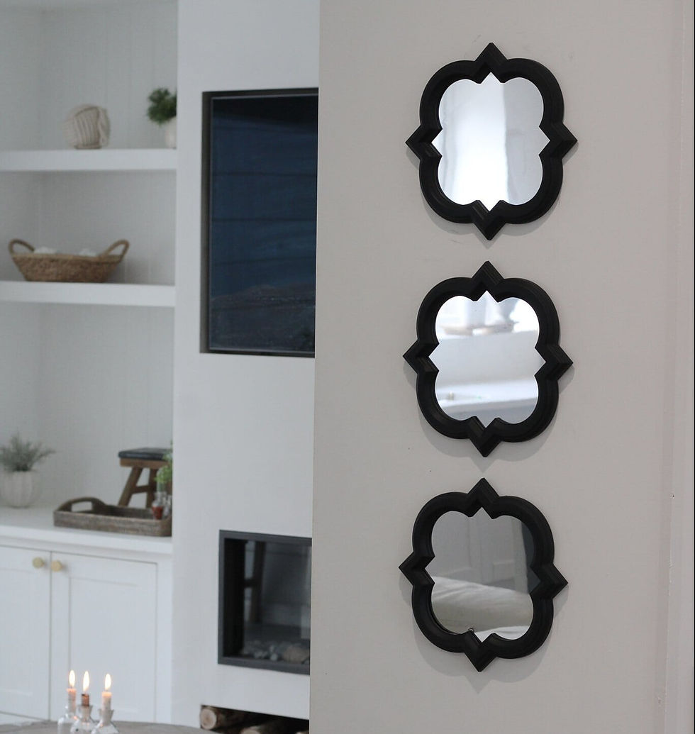 Set of 3 Black Quatrefoil Mirrors