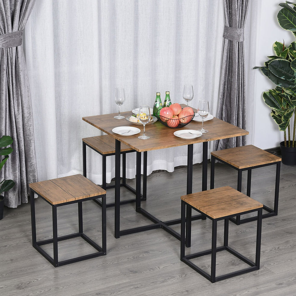 Compact 5pc Kitchen Dining Set Wood Bar Table Chair Home Space Saving Furniture