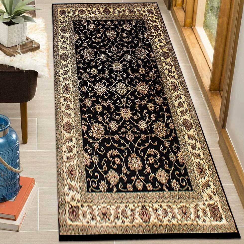 Floral Patterned Low Pile Traditional Oriental Rug for Living Room