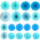 Thumbnail: Party Decoration, 21 Pcs Blue Hanging Paper Fans, Pom Poms Flowers, Garlands Str