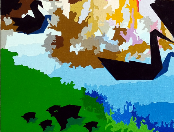 Bustehrad, Ota Pavel Pond, painting detail, oil painting, artist Lenka Husáriková