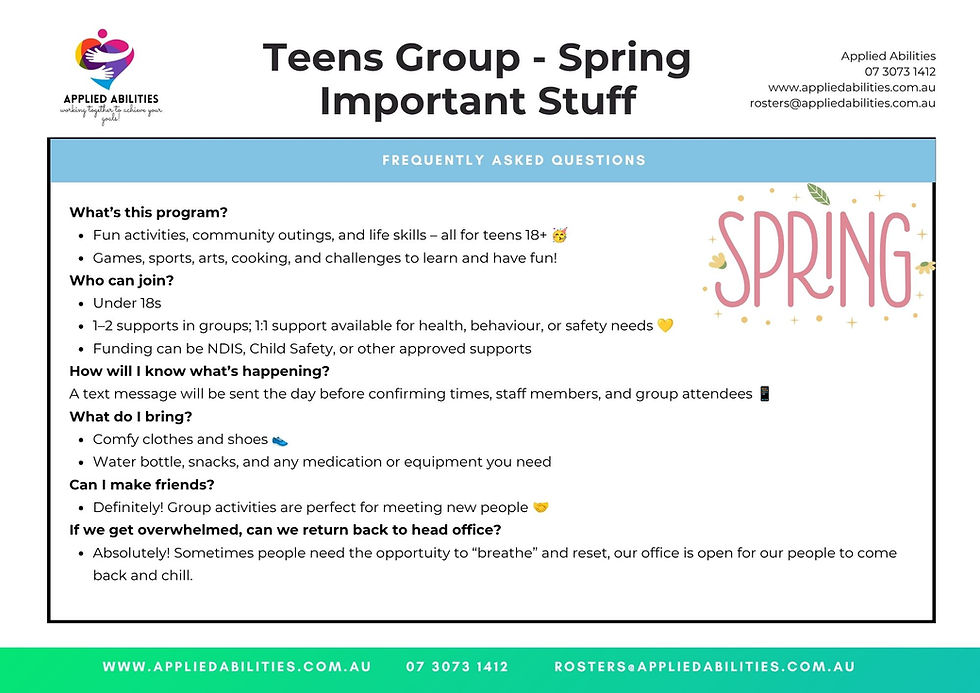 Teen Group Terms and Conditions