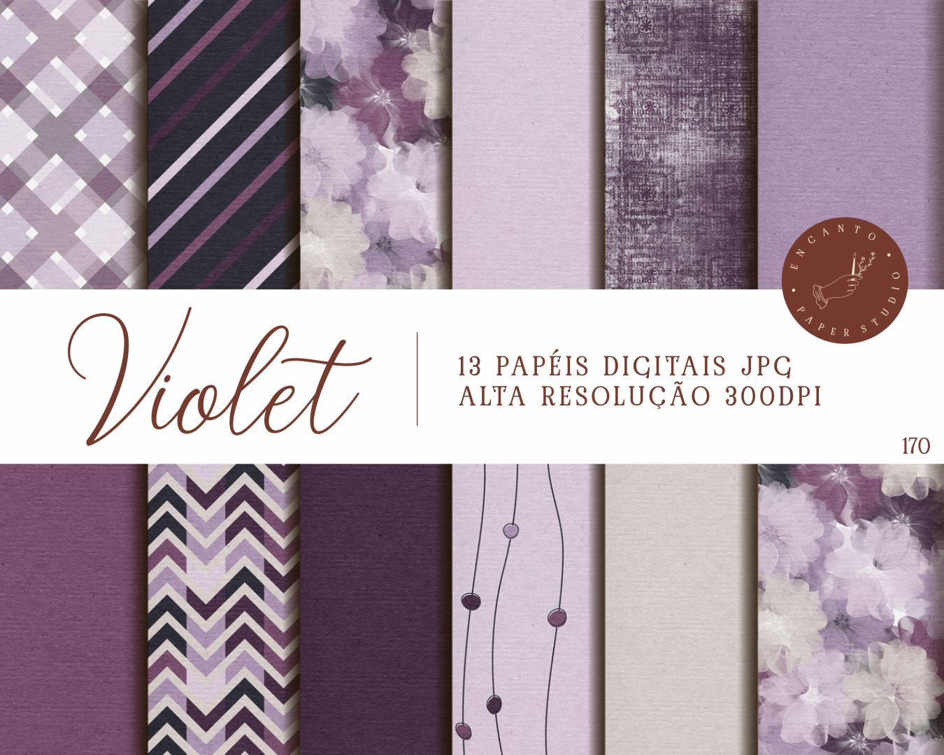 Kit 13 Papéis Digitais Violeta Textura JPG