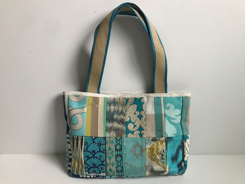 Thumbnail: Yu Kyung Patchwork Tote - Teal/Tan