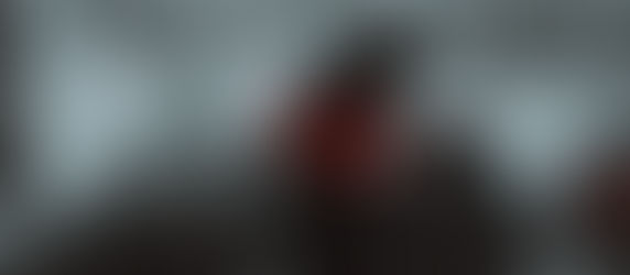 Person in roter Jacke auf Schneemobil im verschneiten Wald in Finnisch Lappland, hält Helm, winterliche Atmosphäre, Schnee bedeckt Bäume im Hintergrund.