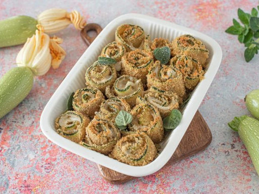 BAKED ZUCCHINI ROLLS - შემწვარი ყაბაყის ხვეულები