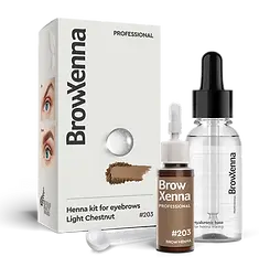 Browxenna Henna HENNA KIT WITH HYALURONIC MIXING BASE #203 LIGHT CHESTNUT