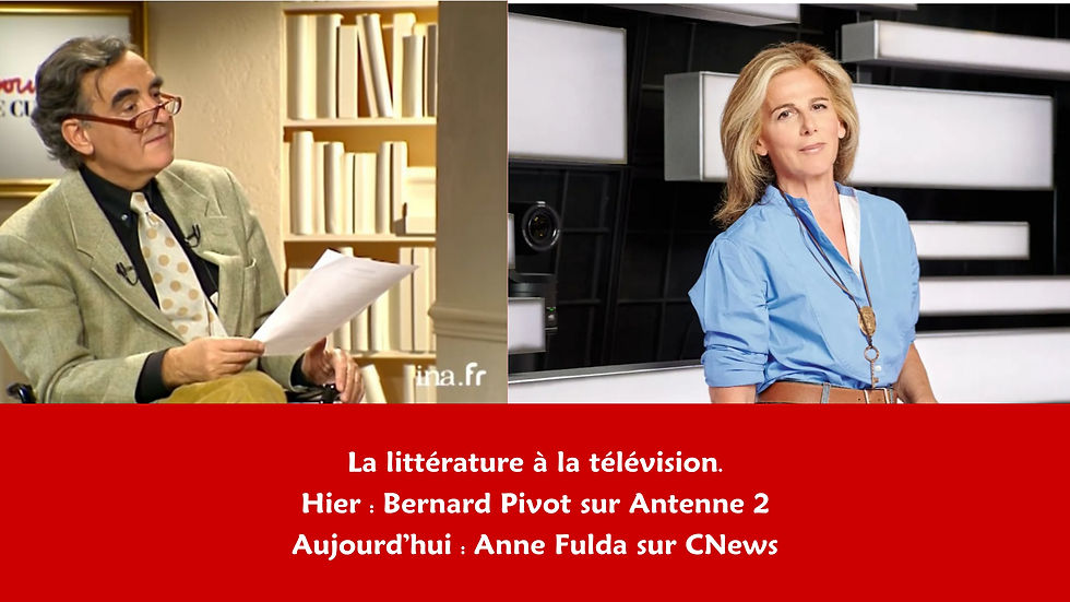 A gauche : Bernard Pivot (capture d'écran). A droite : Anne Fulda (photo Manuel Lagos Cid / Paris Match)