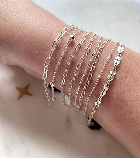 Sterling Silver chain selection for Permanent Jewelry rights owned by Ink and Gem Design