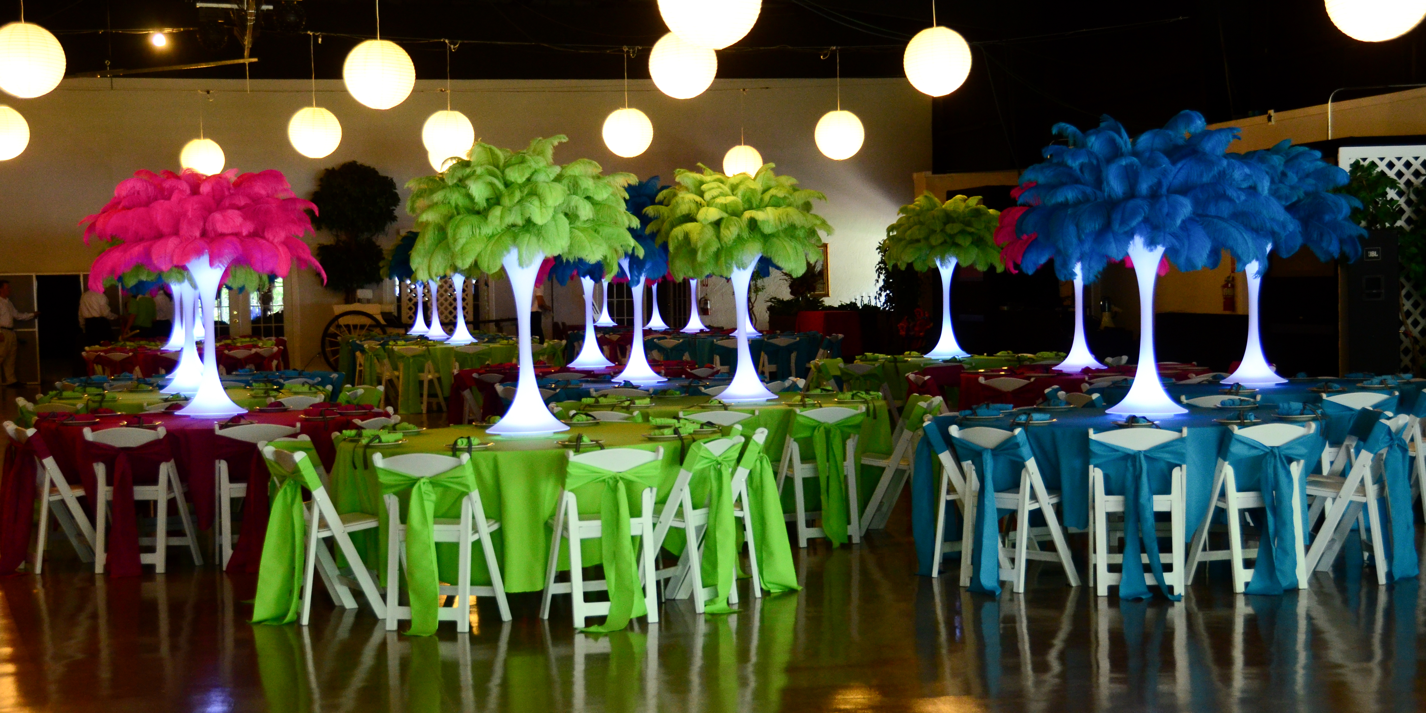 Birthday Party Feather Centerpieces