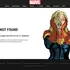 Marvel's playful 404 error page features a comic-style superhero in distress, declaring HYDRA's theft of the page from the S.H.I.E.L.D. database.