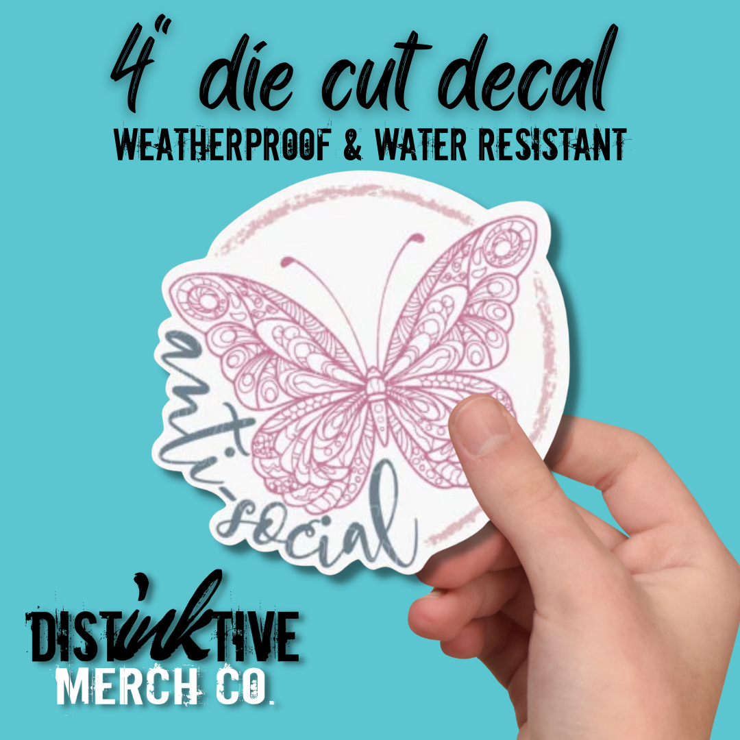 ANTISOCIAL BUTTERFLY – DIE CUT STICKER