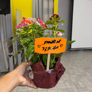 תמונות מסדנה להכנת עציצי בטון לילדים בתחום אוכלוסיות מיוחדות באופקים