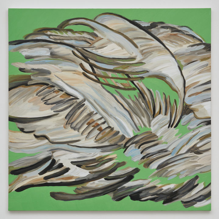 <초록 스크린 앞의 흐름 On the Green Screen>
91x91cm
oil on canvas 2022