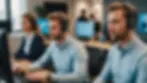 Eye-level view of a customer support team in action