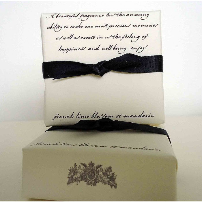 Bath Soap, French Lime Blossom et Mandarin, Cream and Black Packaging