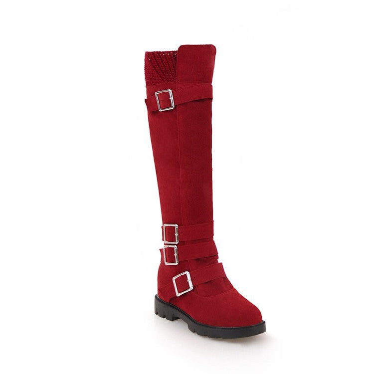 Thumbnail: British Belt Buckle High Top Martin Boots Women