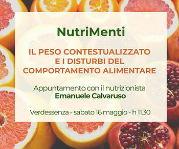 Sabato 16 maggio appuntamento NutriMenti col nutrizionista Emanuele Calvaruso