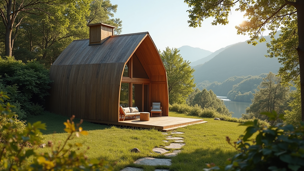 Eye-level view of a serene retreat venue surrounded by nature