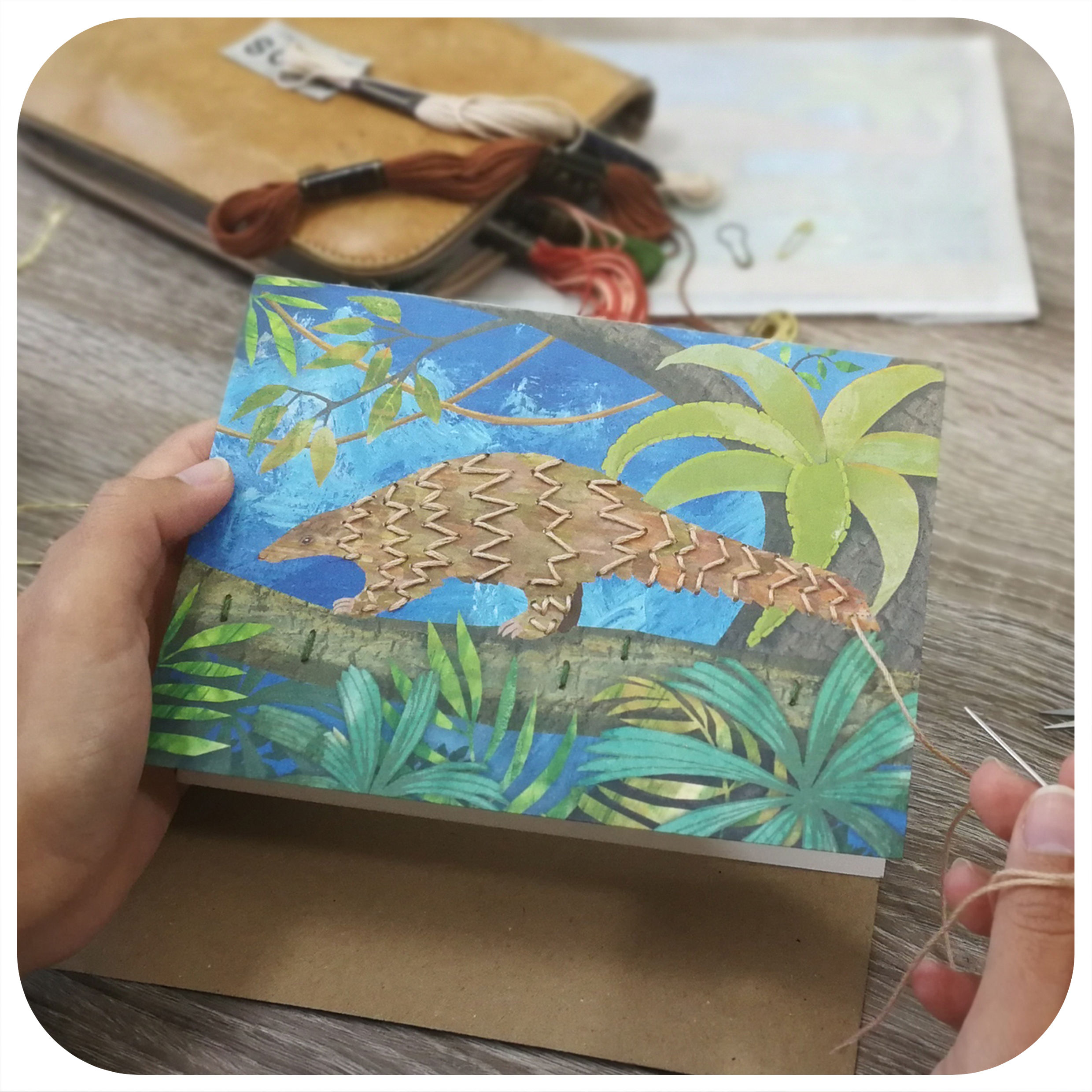Embroider Me Pangolin Greeting Card