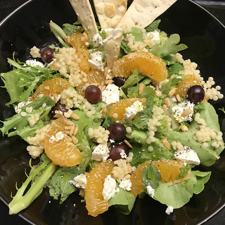 Orange, Grapes , Feta and Pearl Couscous Salad
