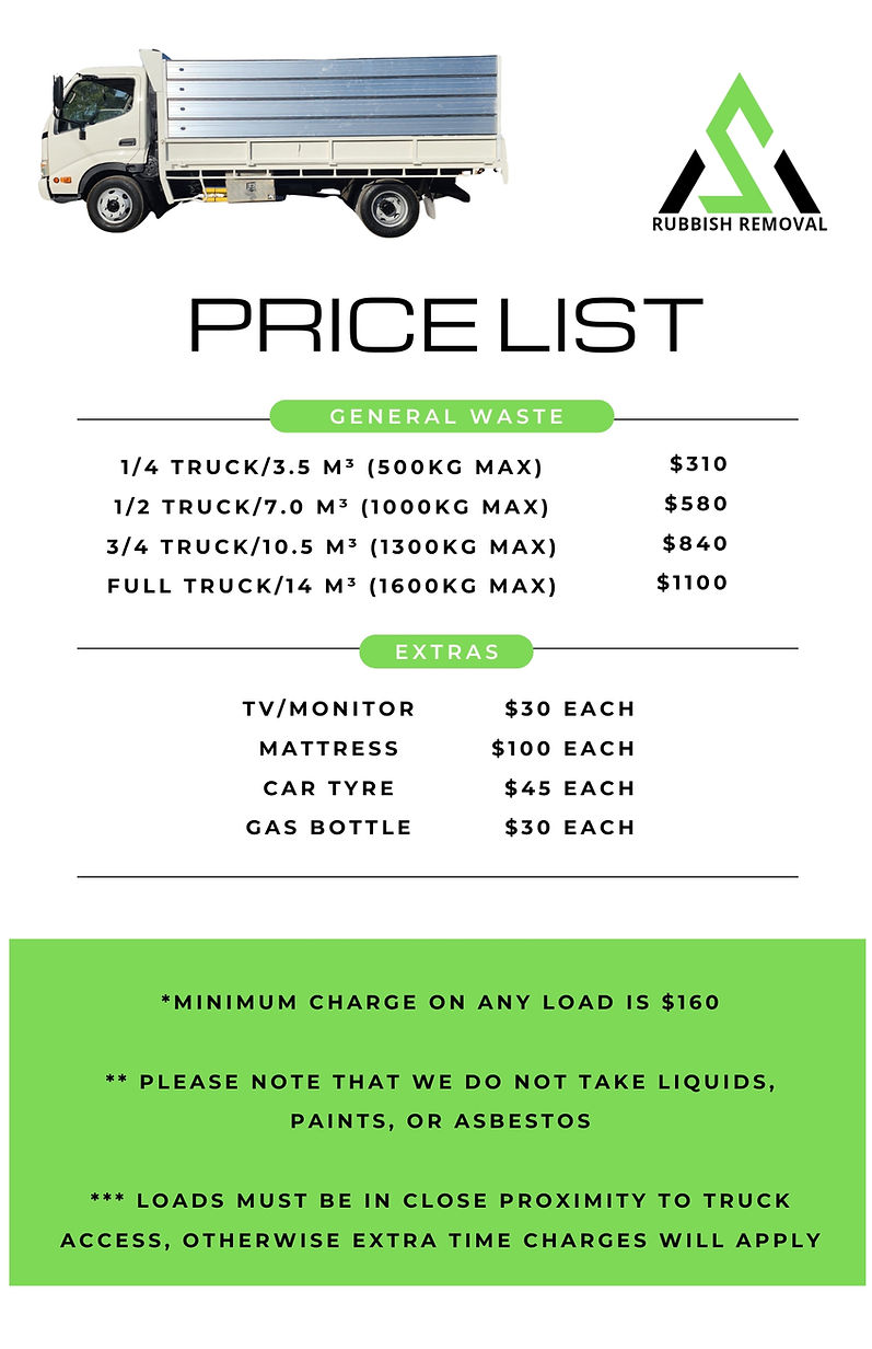 SA Rubbish Removal Price List