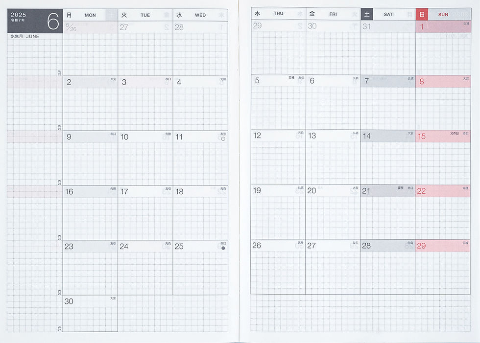 Hobonichi Cousin planner monthly view