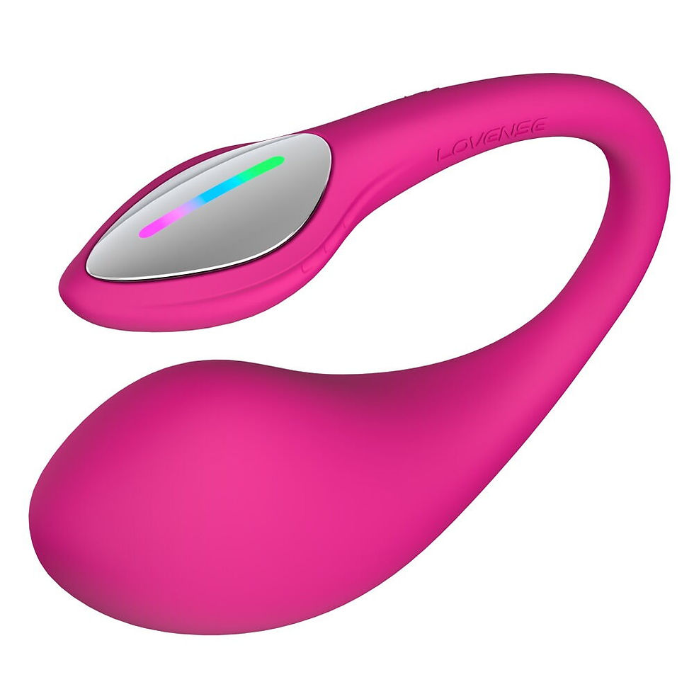 rosa Vibro-Ei Lush 4 von Lovense. mit LED Lichtern außen. Frontansicht