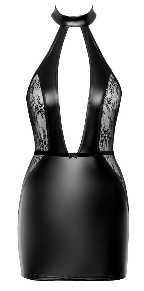 Miniaturbild: kurzes rückenfreies Wetlook-Kleid mit Spitzen Elementen