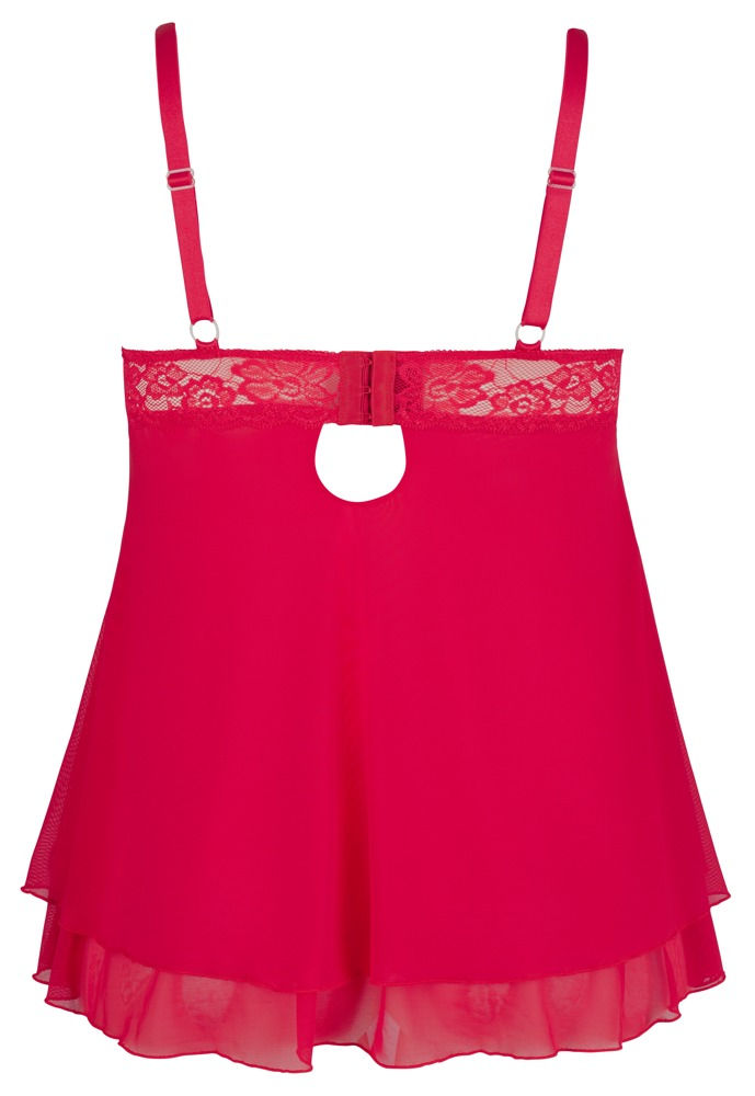 Miniaturbild: rotes Babydoll mit geschlitzten Spitzen-Cups