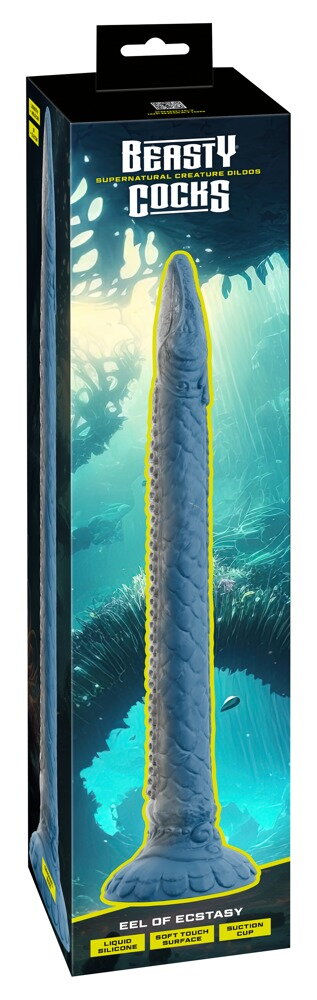 Miniaturbild: Riesen Dildo Eel of Ecstasy in Aal Form. Beasty Cocks. Mit Saugnapf und Schuppenstruktur. Außenverpackung Wendemotiv Dildo